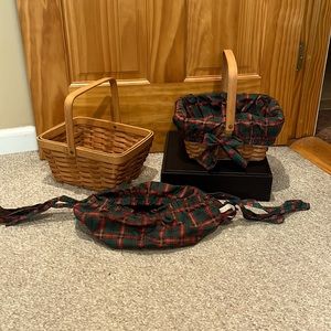 Country Woven Collection GRAND Basket with Removable Christmas Plaid Liners